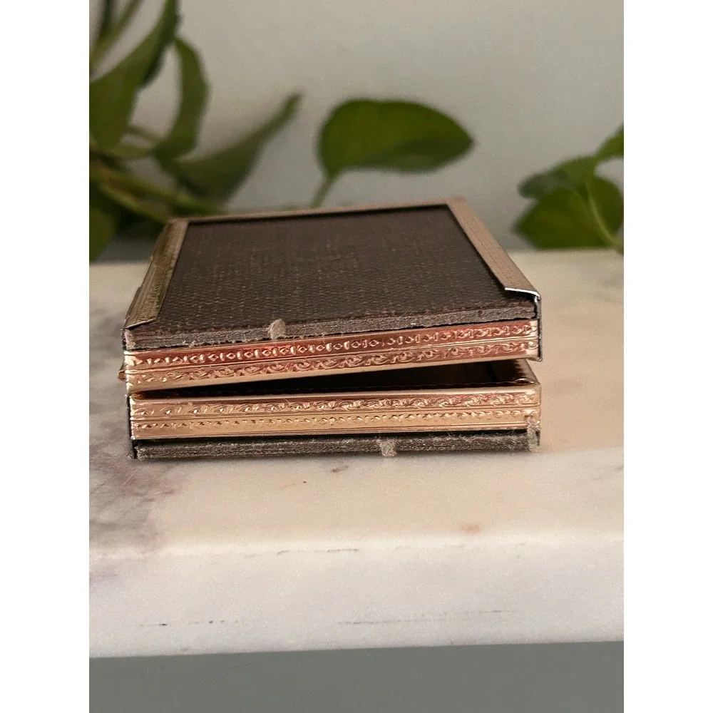 Vintage Intercraft Gold Tone Folding Double Photo Frame 2.25 x 3.25 Non-Glare